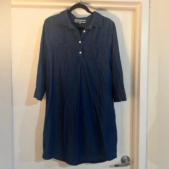 karen scott cotton dresses Karen Scott Petite Cotton Seam Detail Dress Light Blue Heather PM, Women's